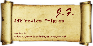 Járovics Frigyes névjegykártya